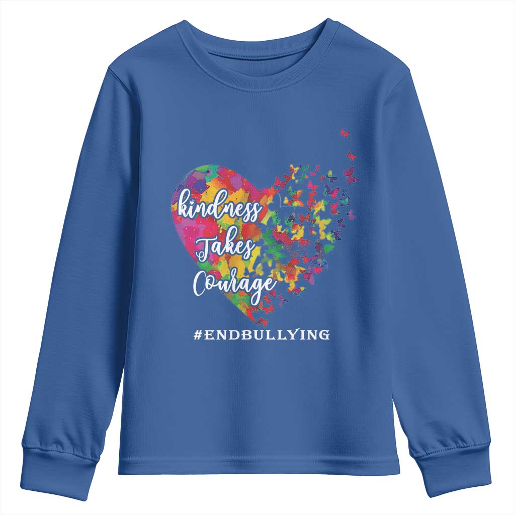 Unity Day Youth Sweatshirt Kindness Takes Courage End Bullying Support Heart Butterfly