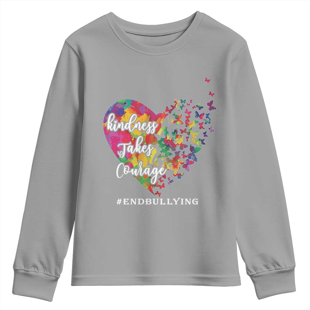 Unity Day Youth Sweatshirt Kindness Takes Courage End Bullying Support Heart Butterfly