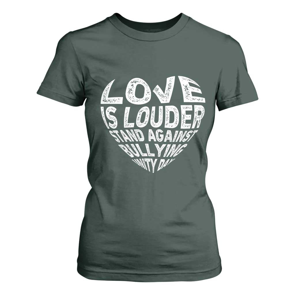 Bullying Prevention T Shirt For Women Love Is Louder Stand Against Bullying Unity Day Heart
