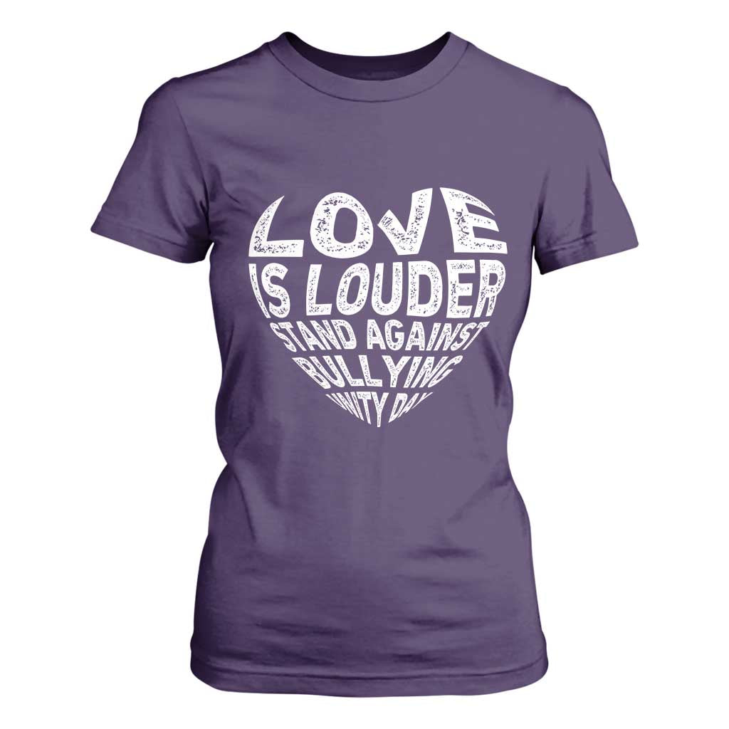 Bullying Prevention T Shirt For Women Love Is Louder Stand Against Bullying Unity Day Heart