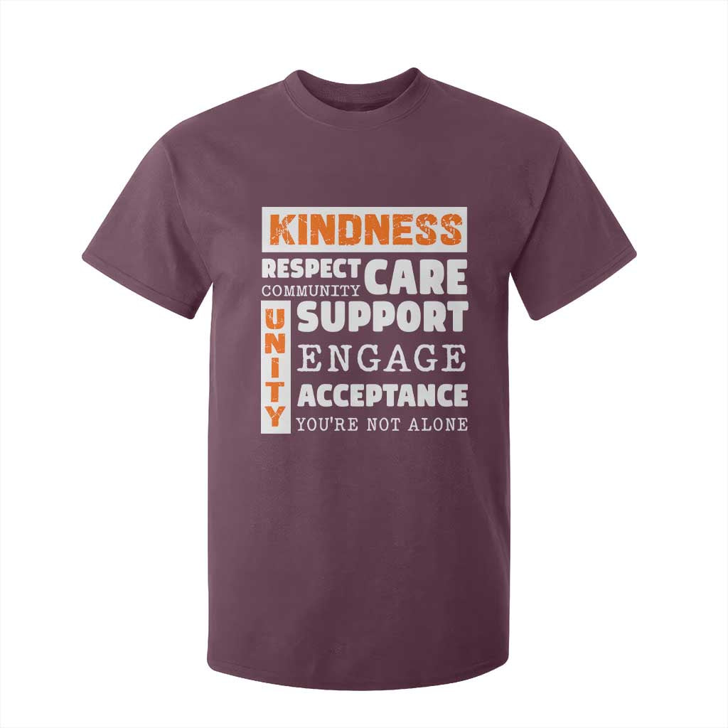 Bullying Prevention T Shirt For Kid Kindness Respect Support Unity Day