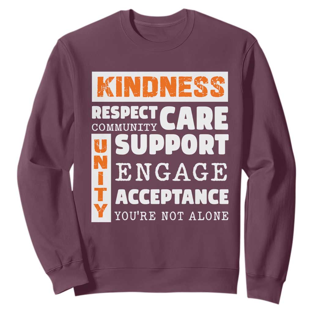 Bullying Prevention Sweatshirt Kindness Respect Support Unity Day