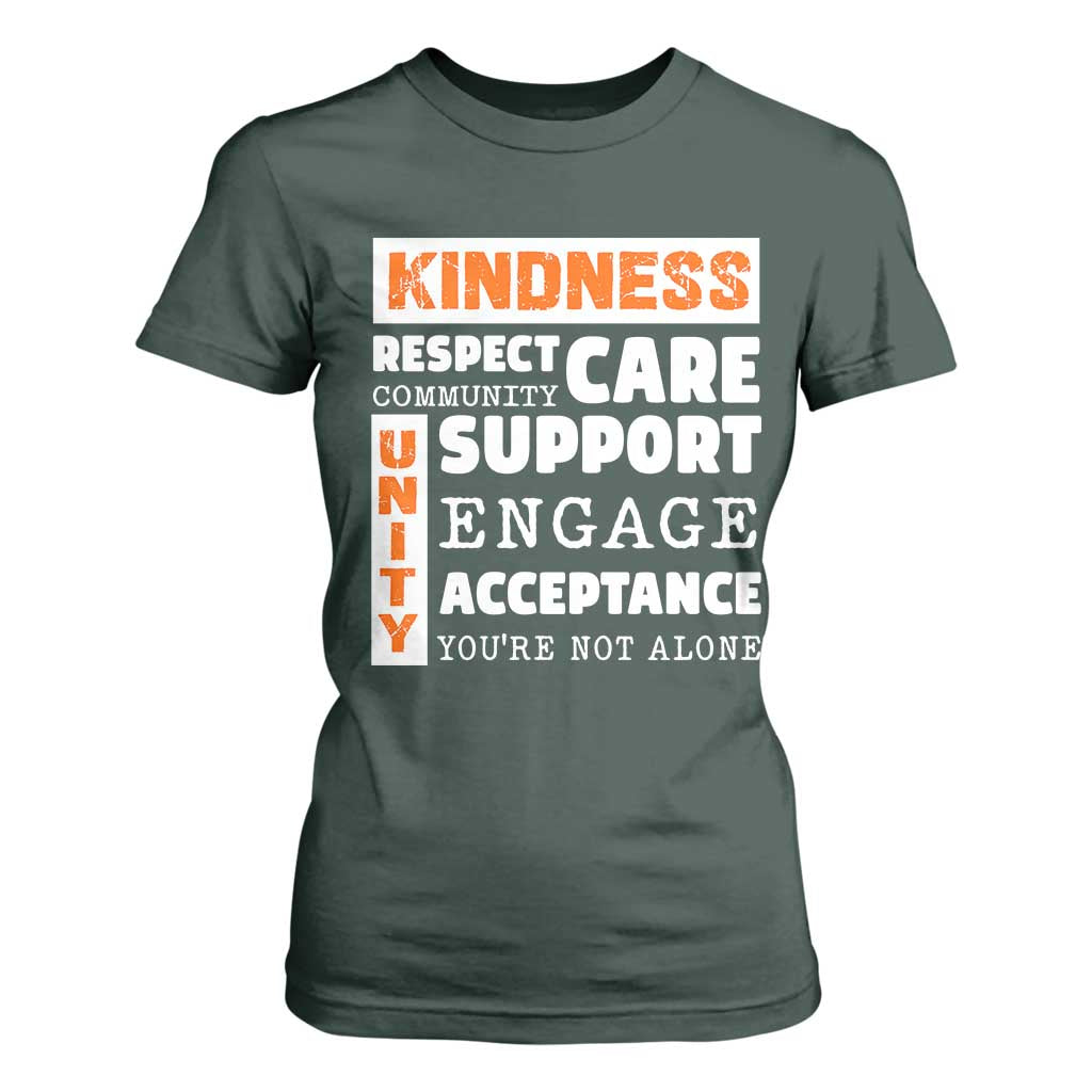 Bullying Prevention T Shirt For Women Kindness Respect Support Unity Day