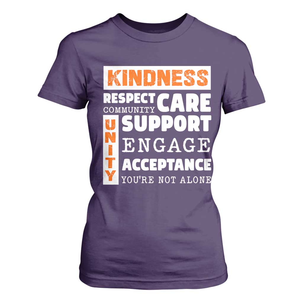 Bullying Prevention T Shirt For Women Kindness Respect Support Unity Day