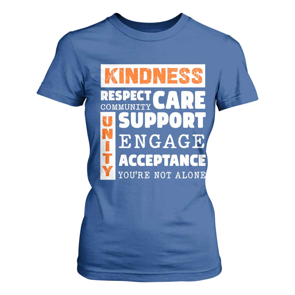 Bullying Prevention T Shirt For Women Kindness Respect Support Unity Day