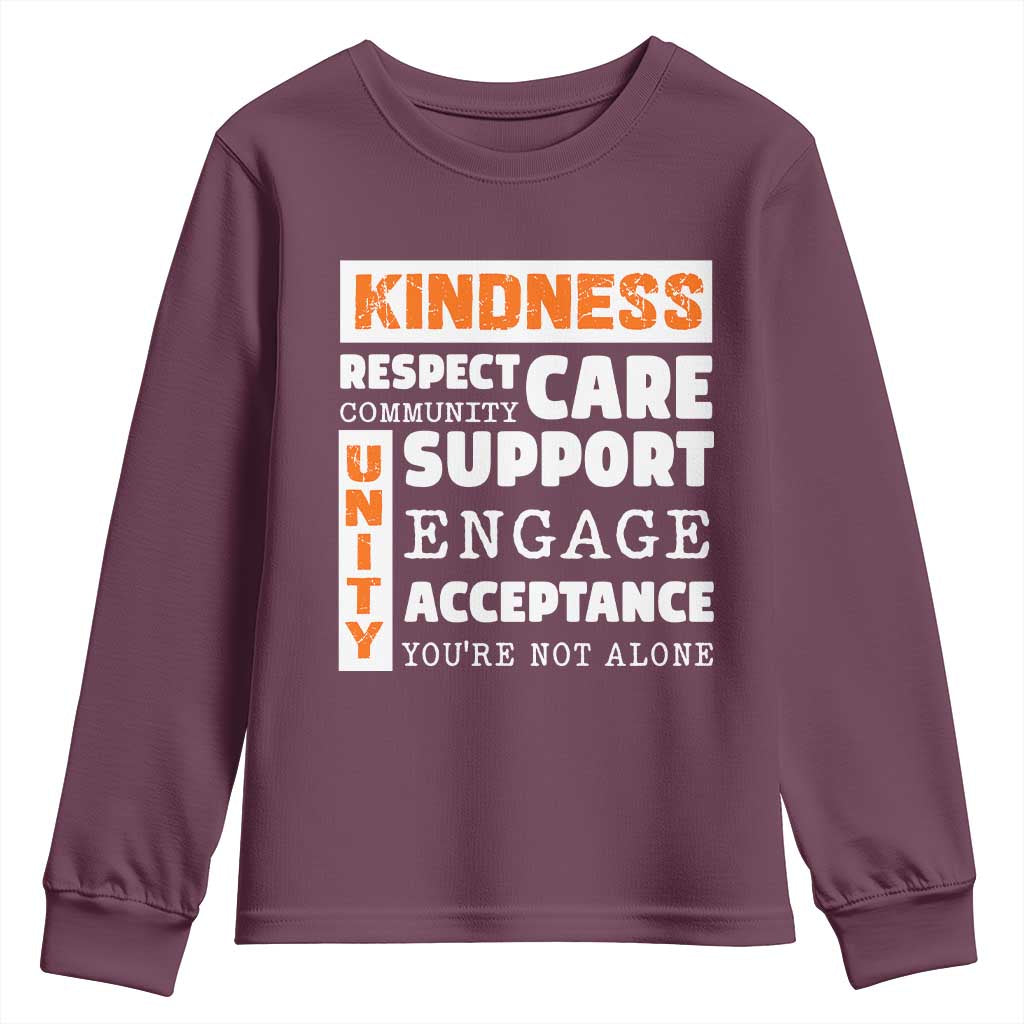 Bullying Prevention Youth Sweatshirt Kindness Respect Support Unity Day