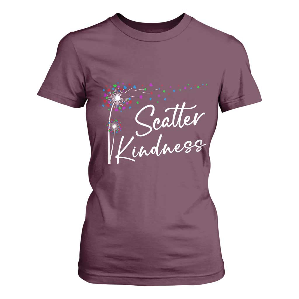Unity Day T Shirt For Women Scatter Kindness Dandelions Heart Bullying Prevention