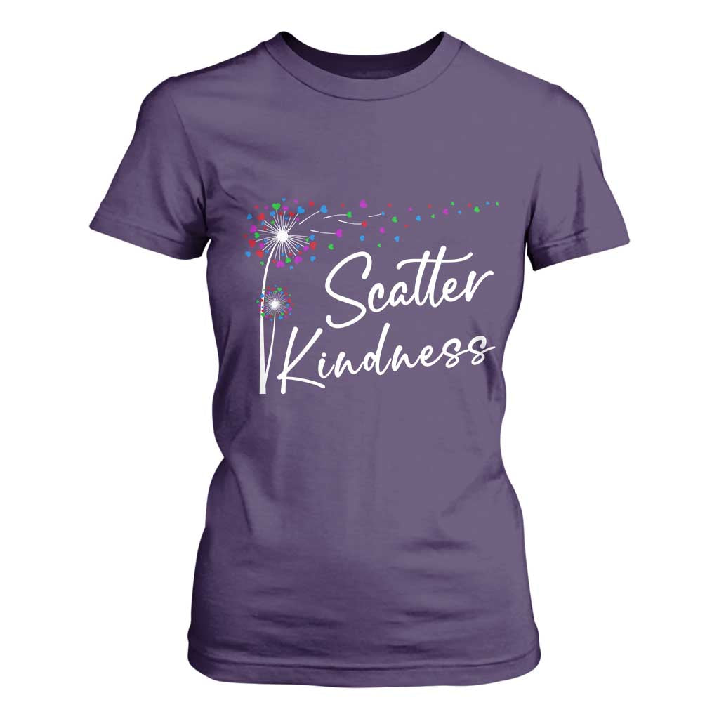 Unity Day T Shirt For Women Scatter Kindness Dandelions Heart Bullying Prevention