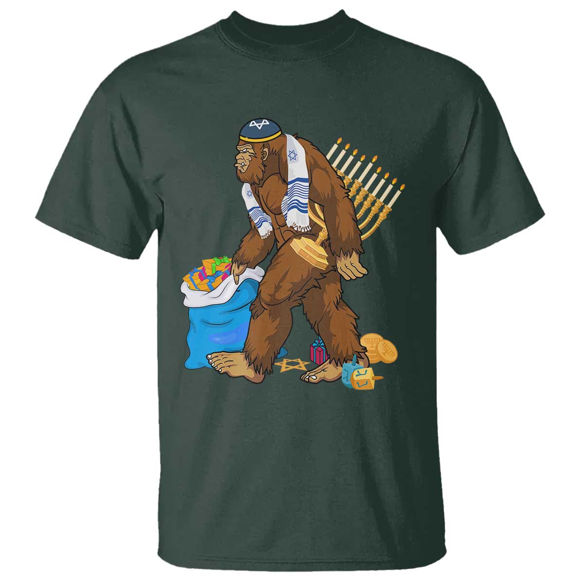 funny-hanukkah-bigfoot-menorah-david-stars-t-shirt