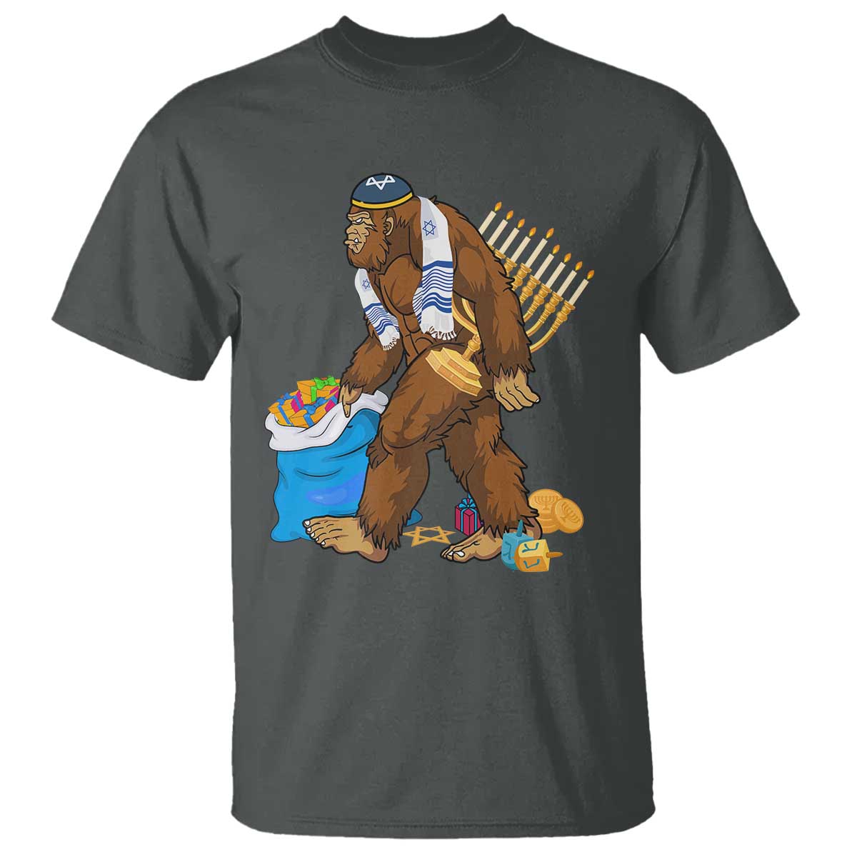 funny-hanukkah-bigfoot-menorah-david-stars-t-shirt
