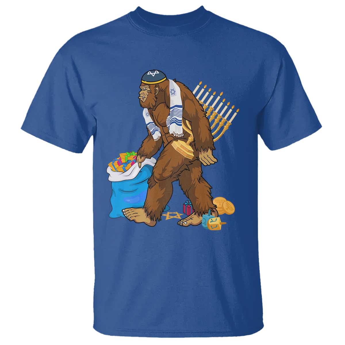 funny-hanukkah-bigfoot-menorah-david-stars-t-shirt
