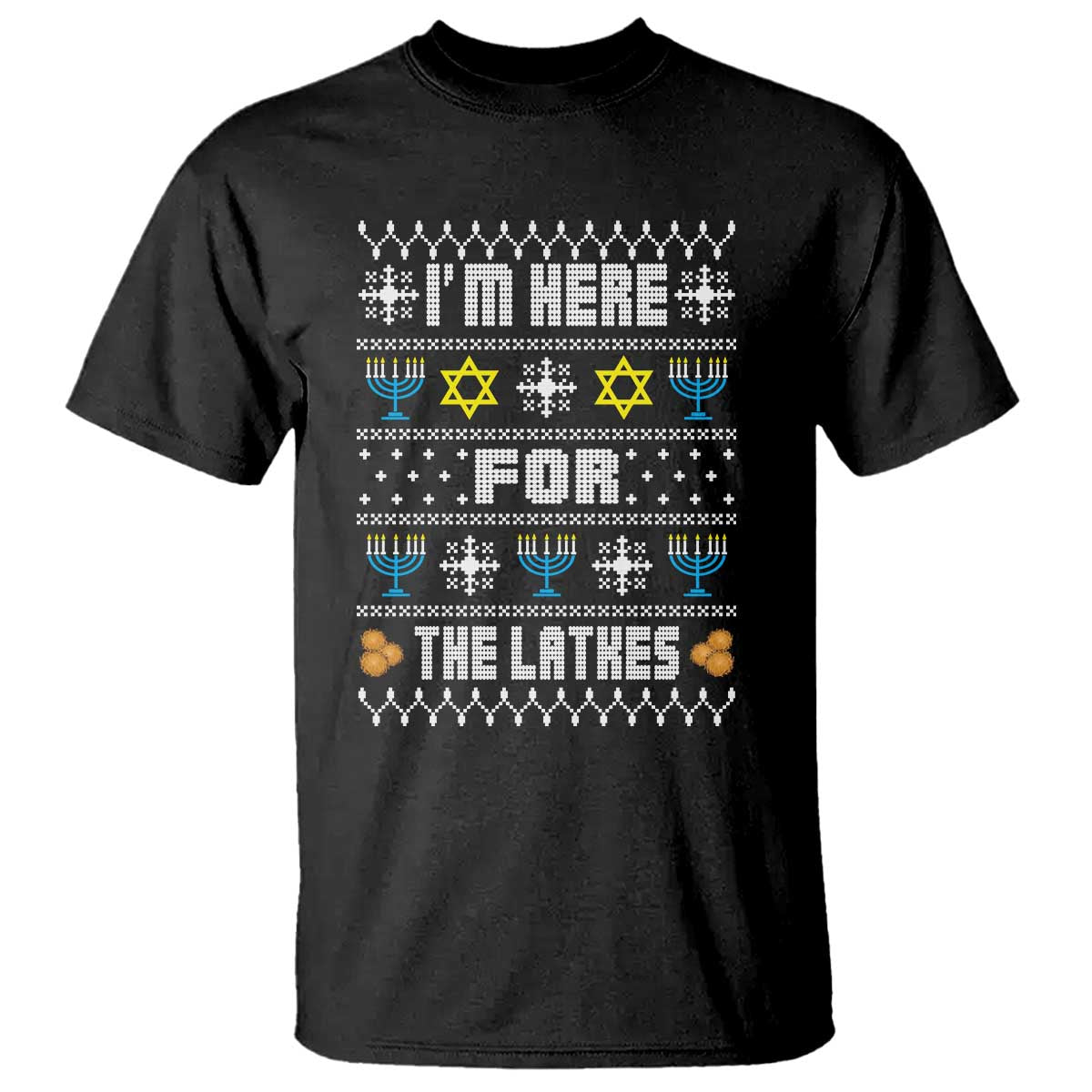 funny-hanukkah-t-shirt-im-here-for-the-latkes-menorah