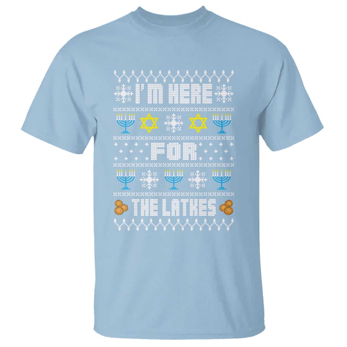 funny-hanukkah-t-shirt-im-here-for-the-latkes-menorah
