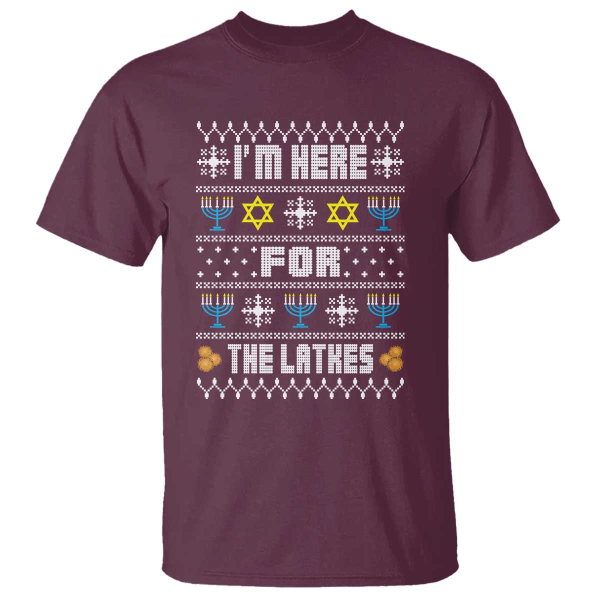 funny-hanukkah-t-shirt-im-here-for-the-latkes-menorah
