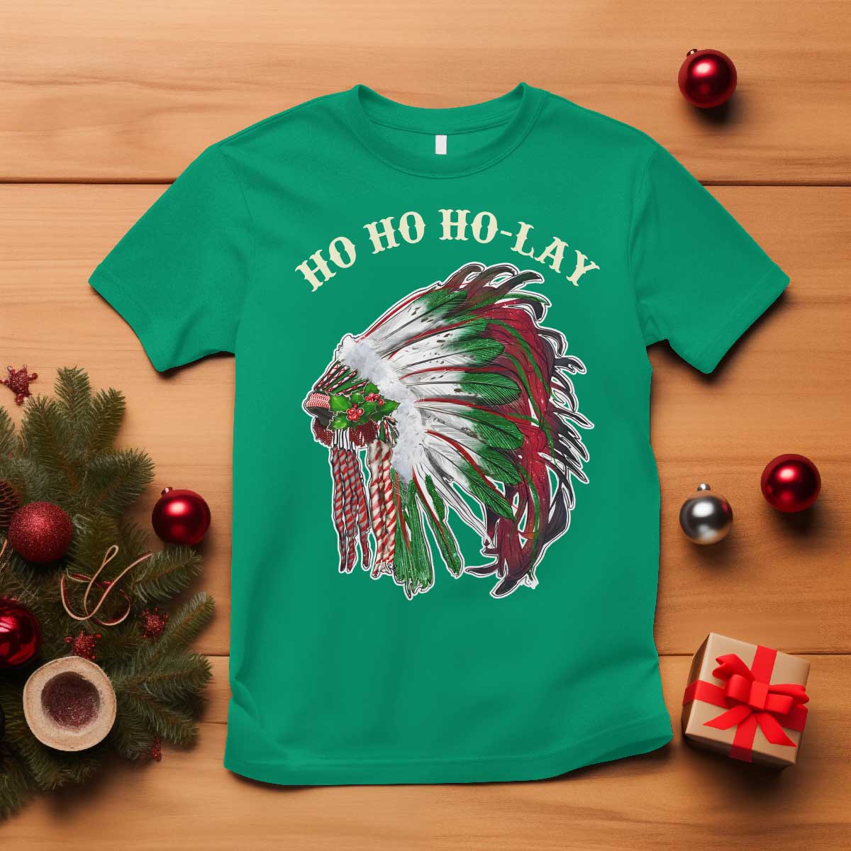 funny-christmas-native-american-t-shirt-ho-ho-ho-lay-vintage-war-bonnet