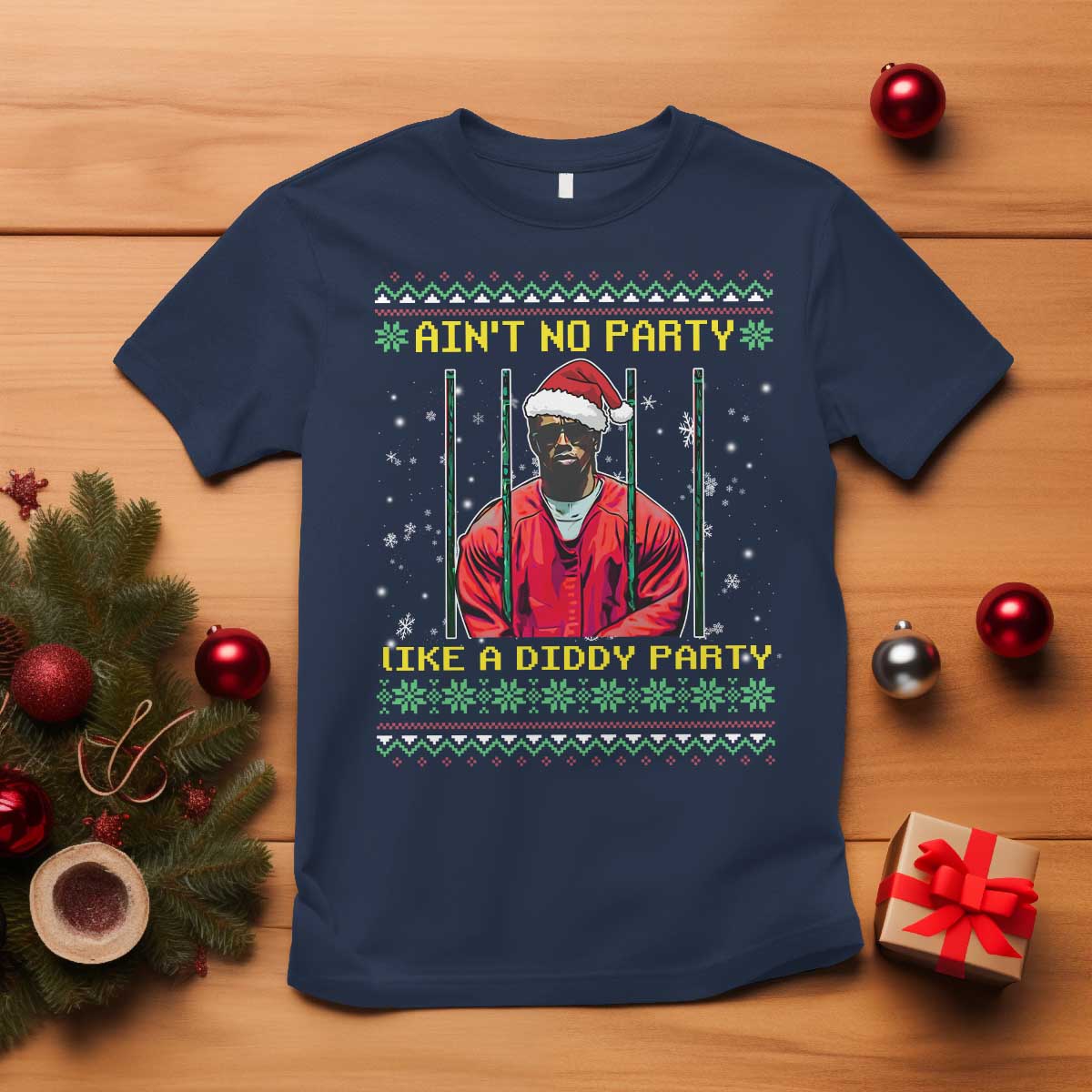 funny-diddy-aint-no-party-like-a-diddy-party-christmas-t-shirt