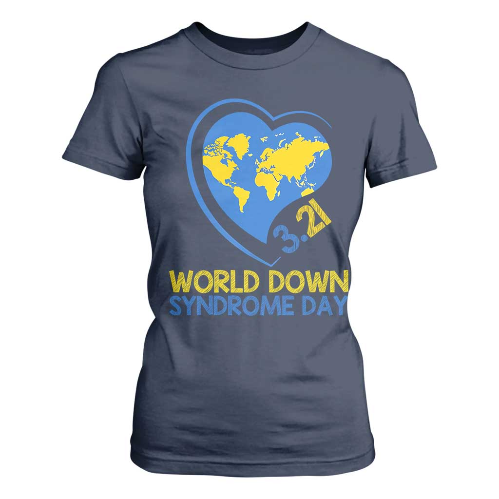 World Down Syndrome Day March 21 World Heart T Shirt For Women