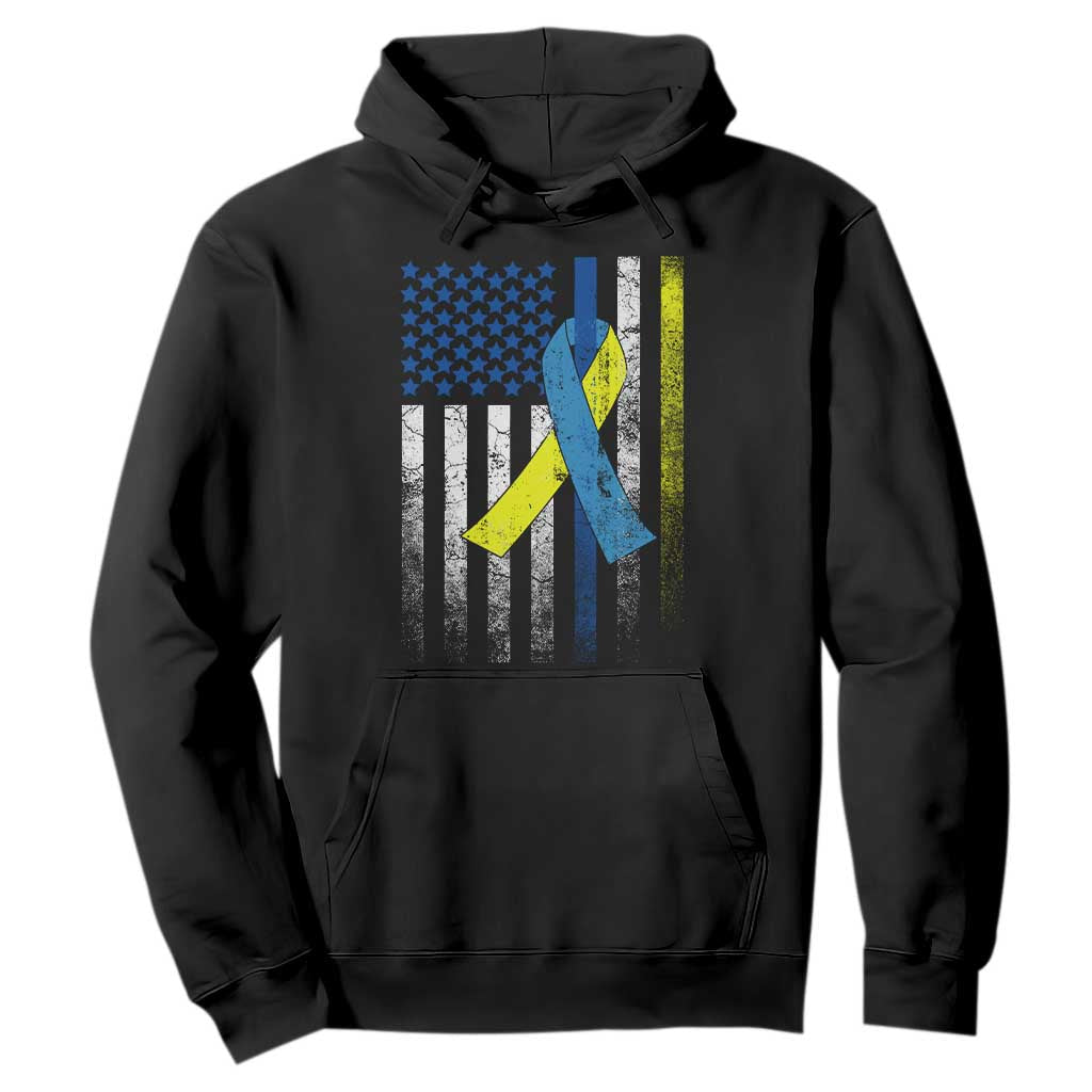 Down Syndrome Support Vintage American Flag Hoodie