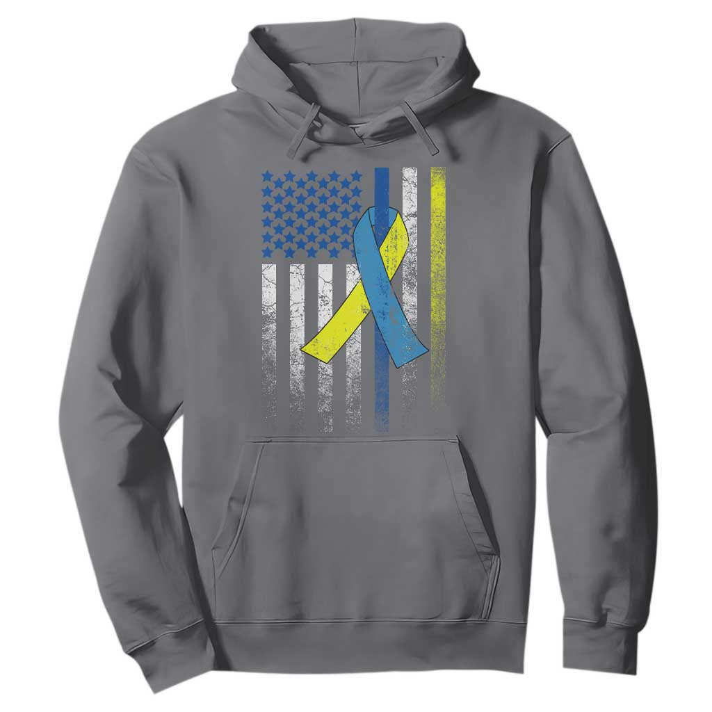 Down Syndrome Support Vintage American Flag Hoodie