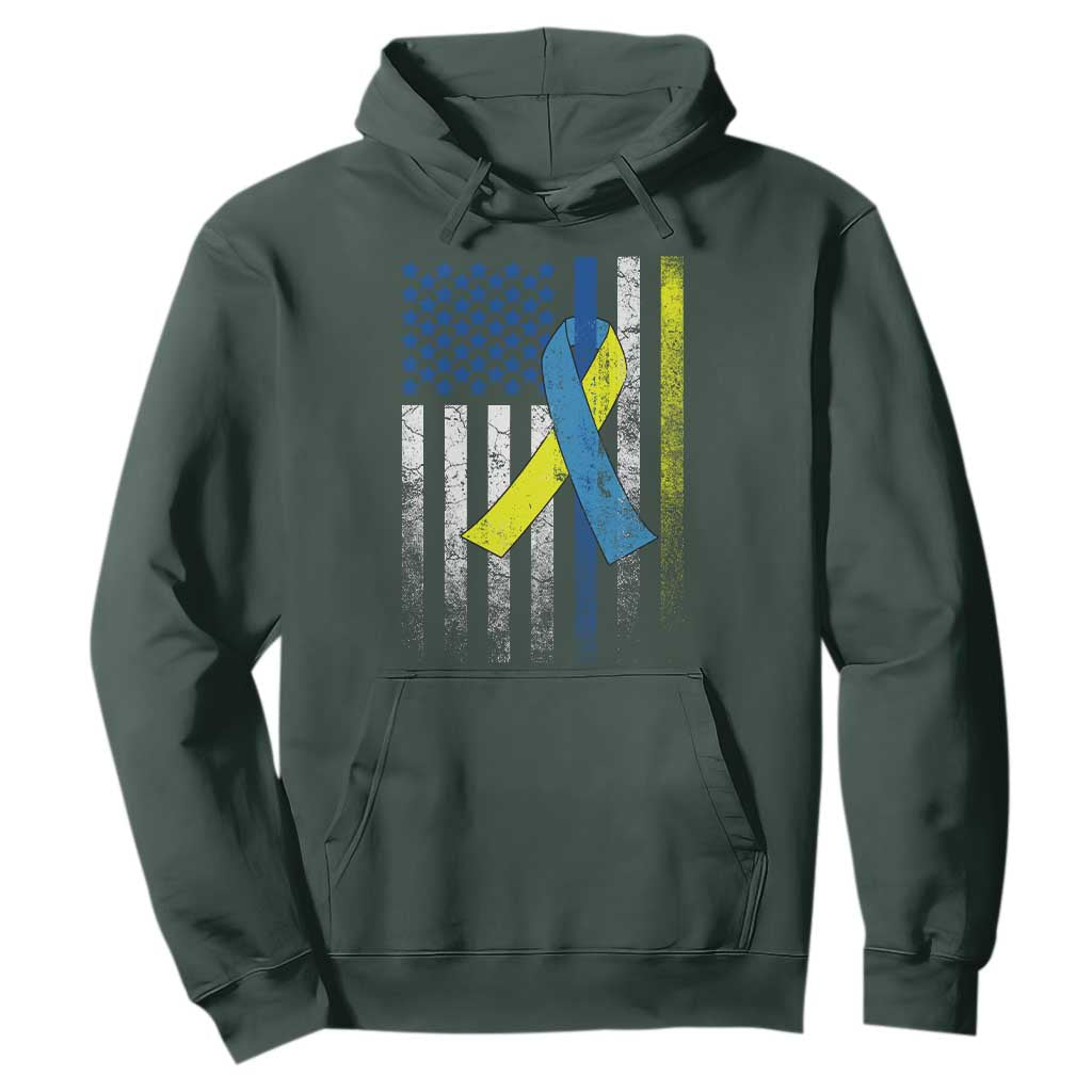 Down Syndrome Support Vintage American Flag Hoodie