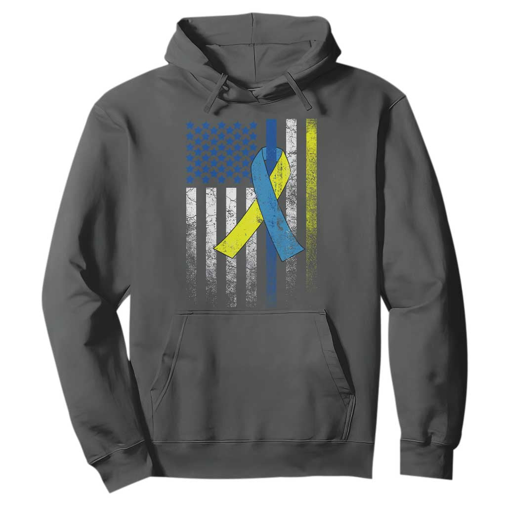 Down Syndrome Support Vintage American Flag Hoodie