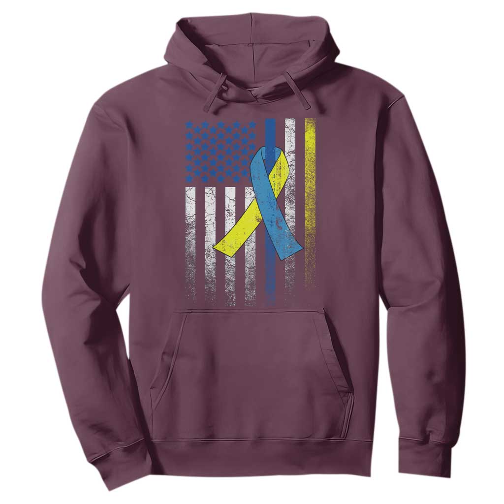 Down Syndrome Support Vintage American Flag Hoodie
