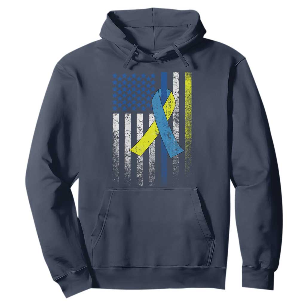 Down Syndrome Support Vintage American Flag Hoodie