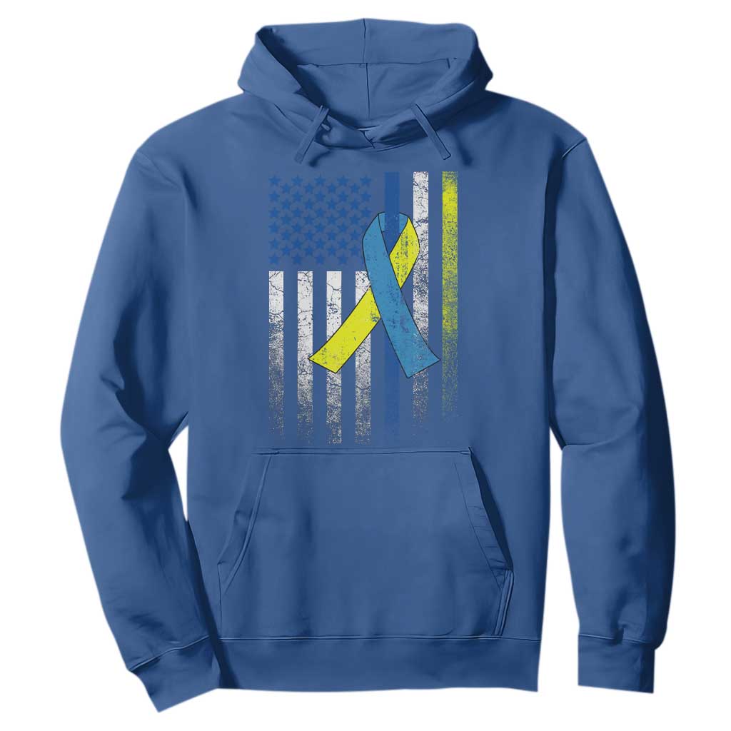 Down Syndrome Support Vintage American Flag Hoodie