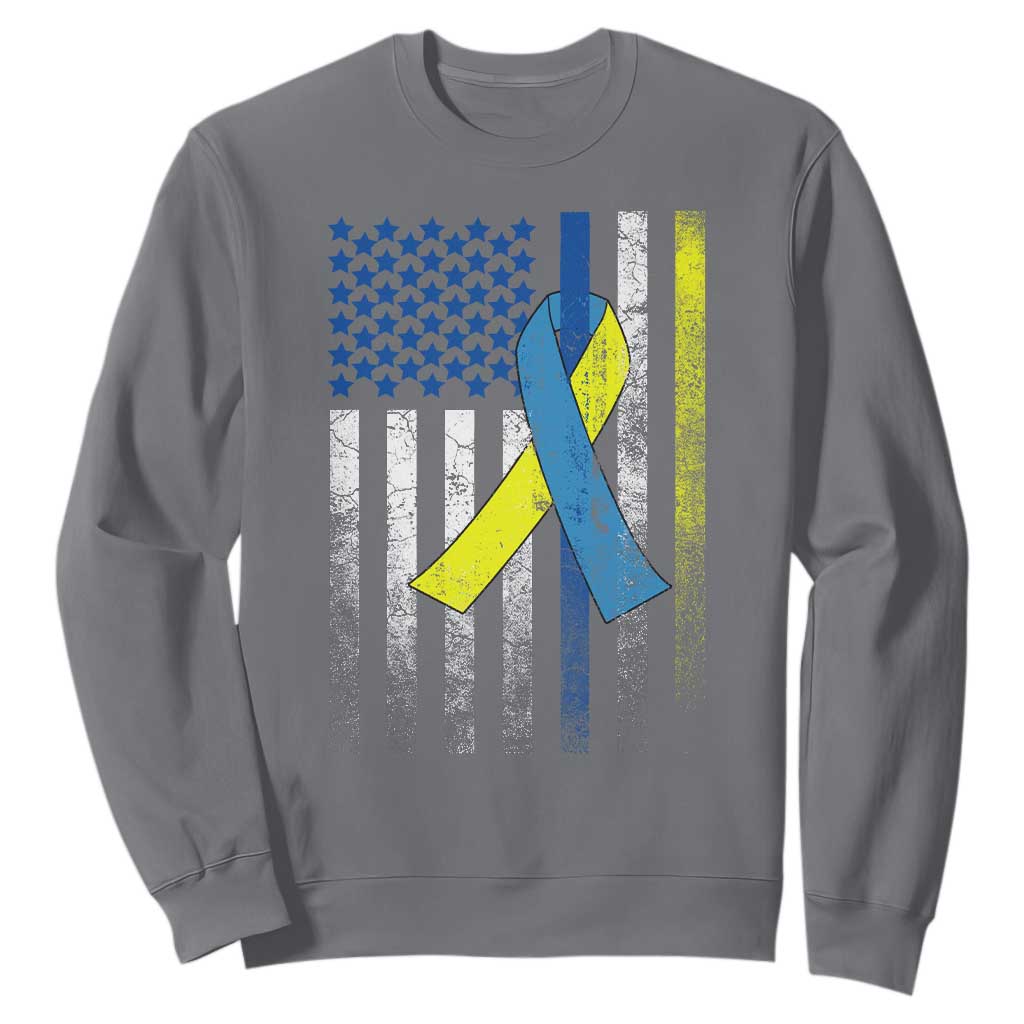 Down Syndrome Support Vintage American Flag Sweatshirt