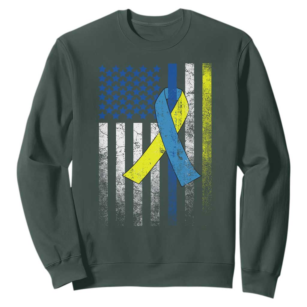 Down Syndrome Support Vintage American Flag Sweatshirt