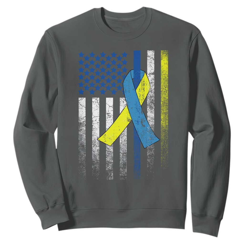 Down Syndrome Support Vintage American Flag Sweatshirt