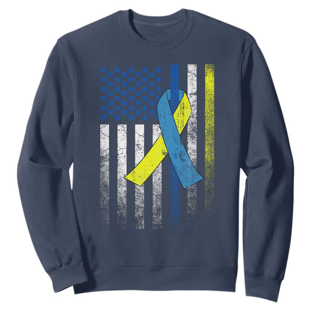 Down Syndrome Support Vintage American Flag Sweatshirt