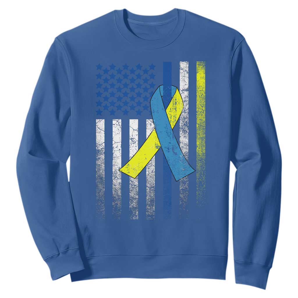 Down Syndrome Support Vintage American Flag Sweatshirt