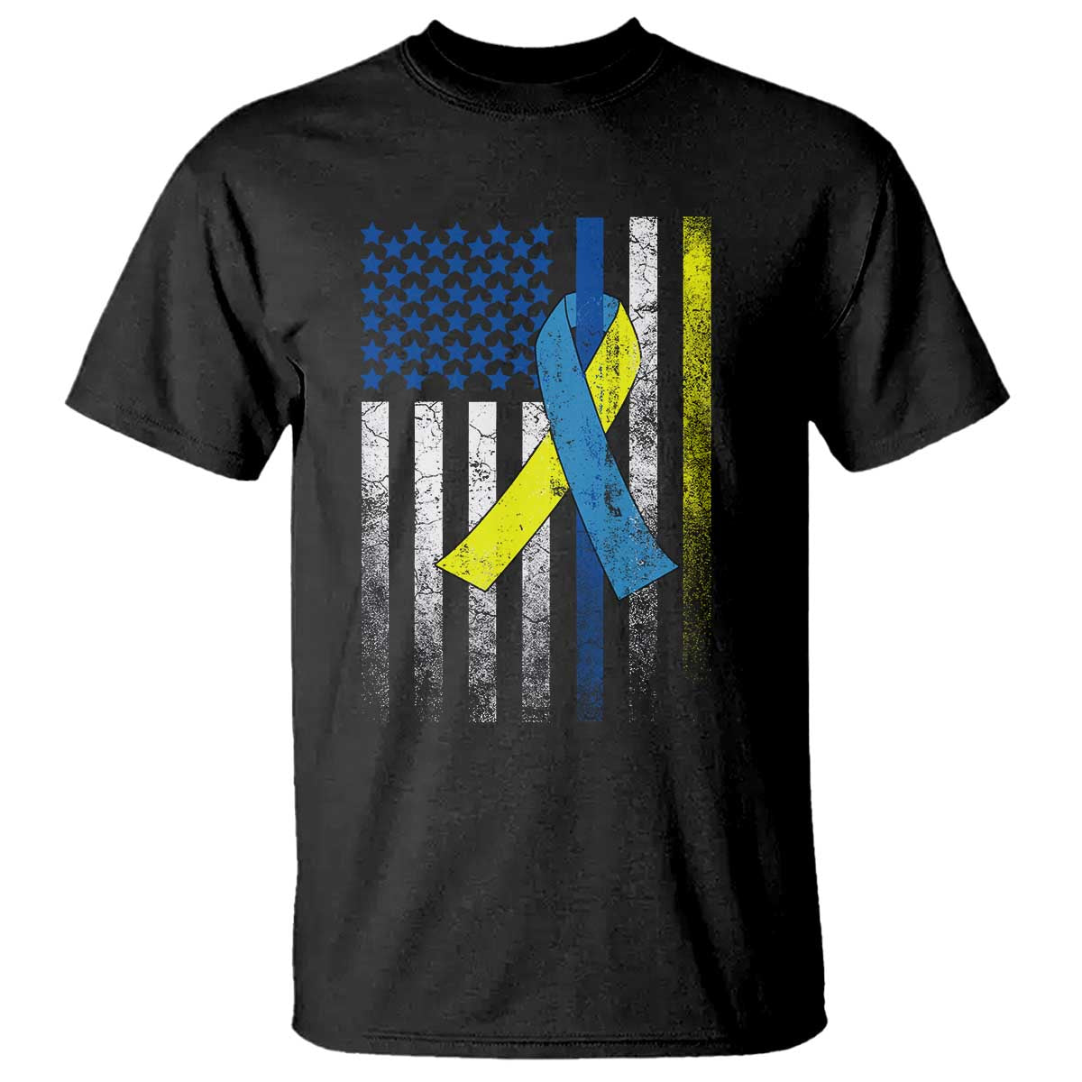 Down Syndrome Support Vintage American Flag T Shirt