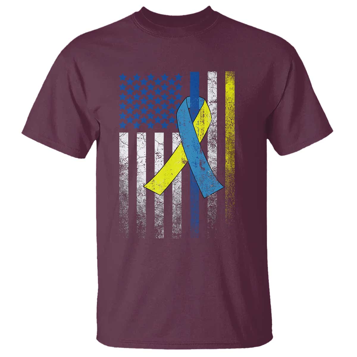 Down Syndrome Support Vintage American Flag T Shirt