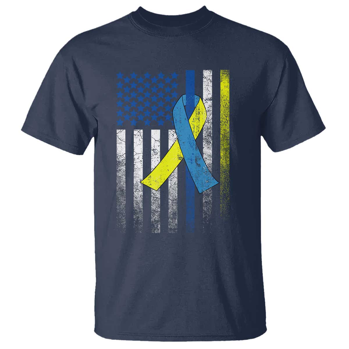 Down Syndrome Support Vintage American Flag T Shirt