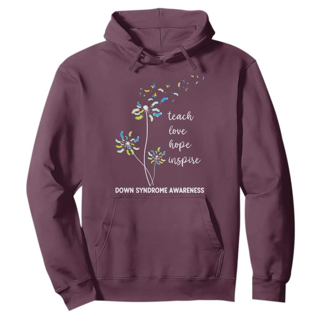 Down Syndrome Support Hoodie Teach Love Hope Inspire Socks Dandelion