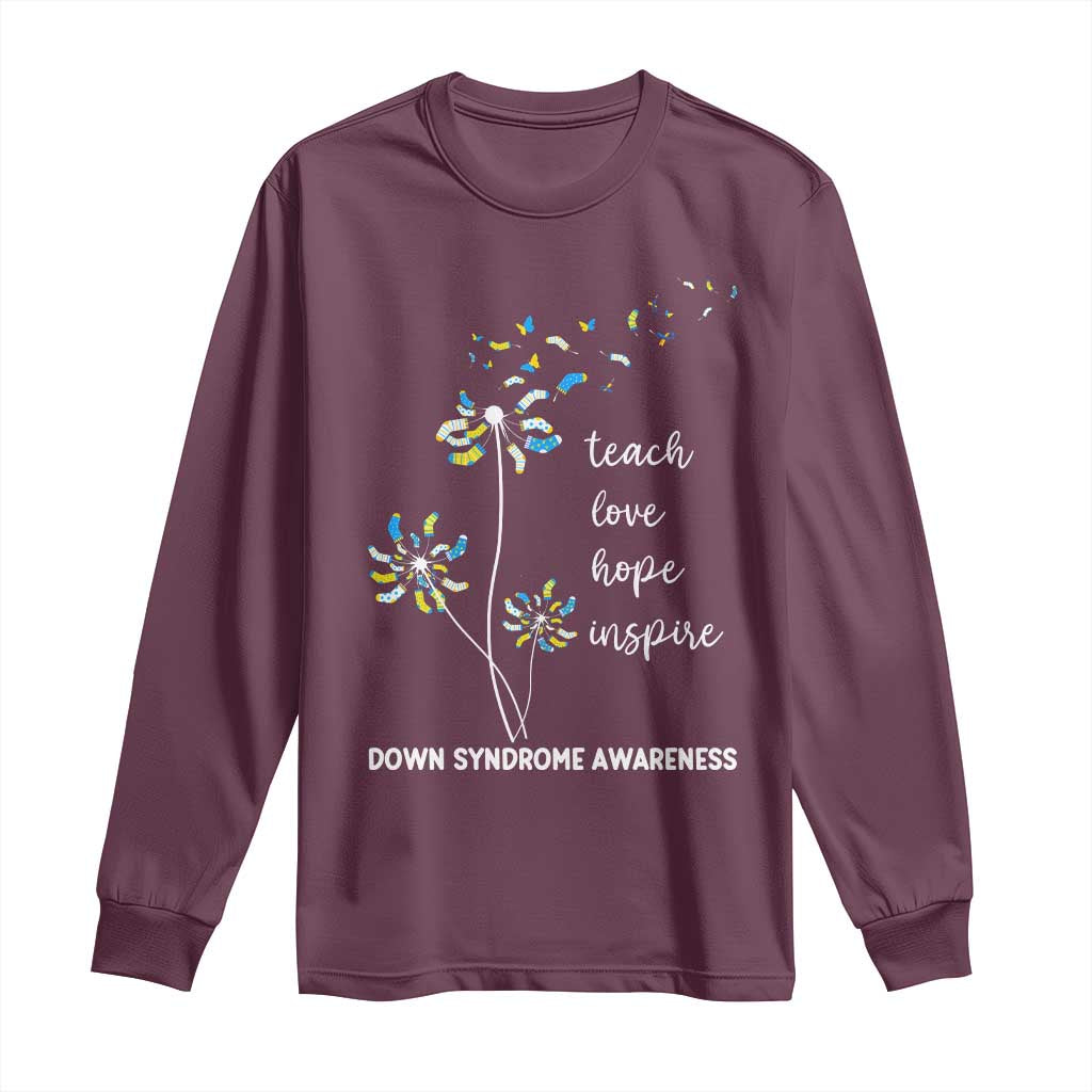 Down Syndrome Support Long Sleeve Shirt Teach Love Hope Inspire Socks Dandelion