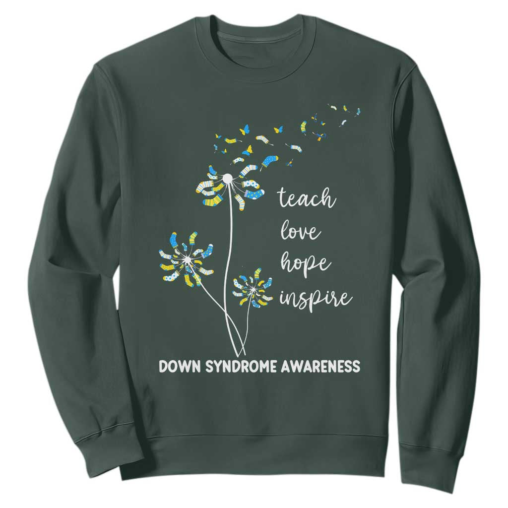 Down Syndrome Support Sweatshirt Teach Love Hope Inspire Socks Dandelion