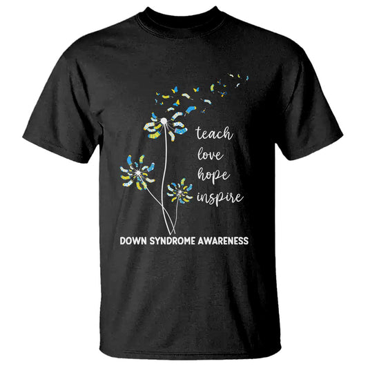 Down Syndrome Support T Shirt Teach Love Hope Inspire Socks Dandelion