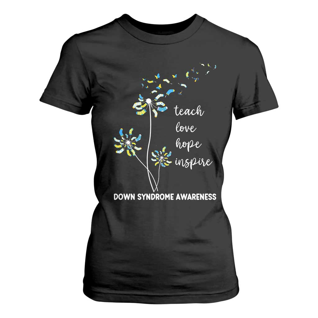 Down Syndrome Support T Shirt For Women Teach Love Hope Inspire Socks Dandelion