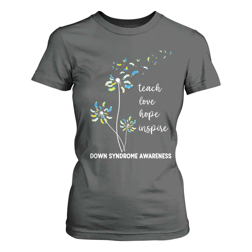 Down Syndrome Support T Shirt For Women Teach Love Hope Inspire Socks Dandelion