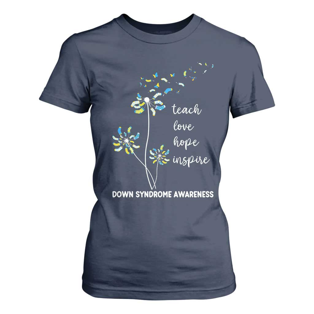 Down Syndrome Support T Shirt For Women Teach Love Hope Inspire Socks Dandelion