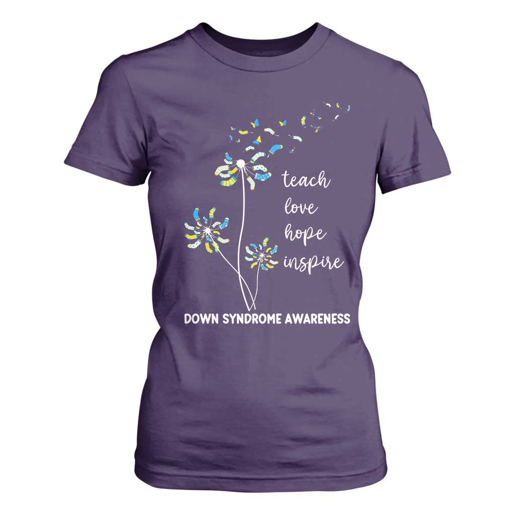 Down Syndrome Support T Shirt For Women Teach Love Hope Inspire Socks Dandelion