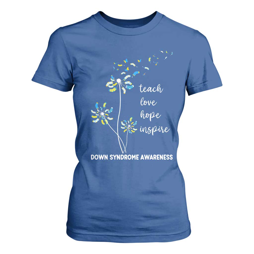 Down Syndrome Support T Shirt For Women Teach Love Hope Inspire Socks Dandelion