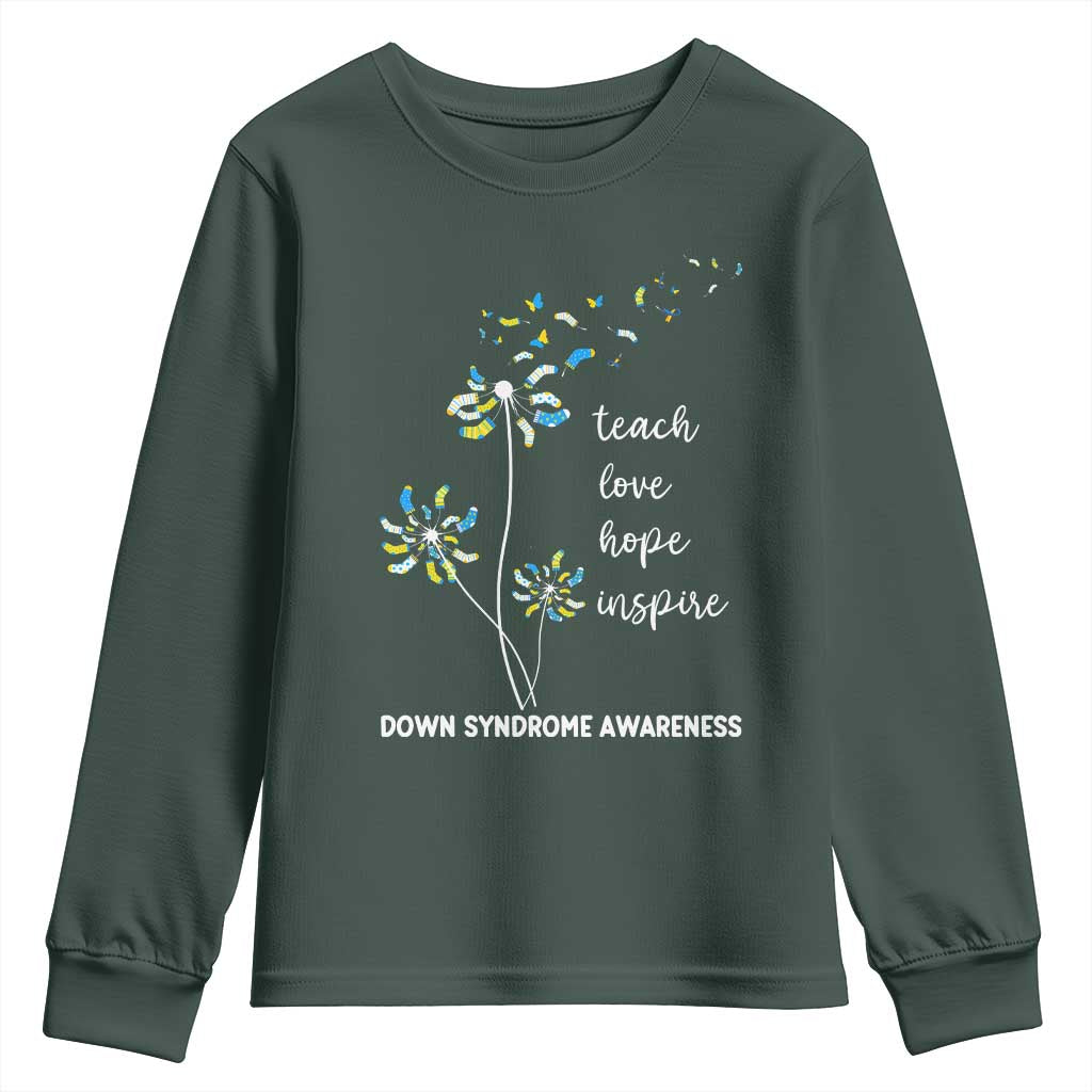 Down Syndrome Support Youth Sweatshirt Teach Love Hope Inspire Socks Dandelion