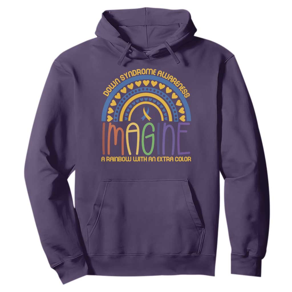 Down Syndrome Support Hoodie Imagine A Rainbow With An Extra Color Heart Rainbow
