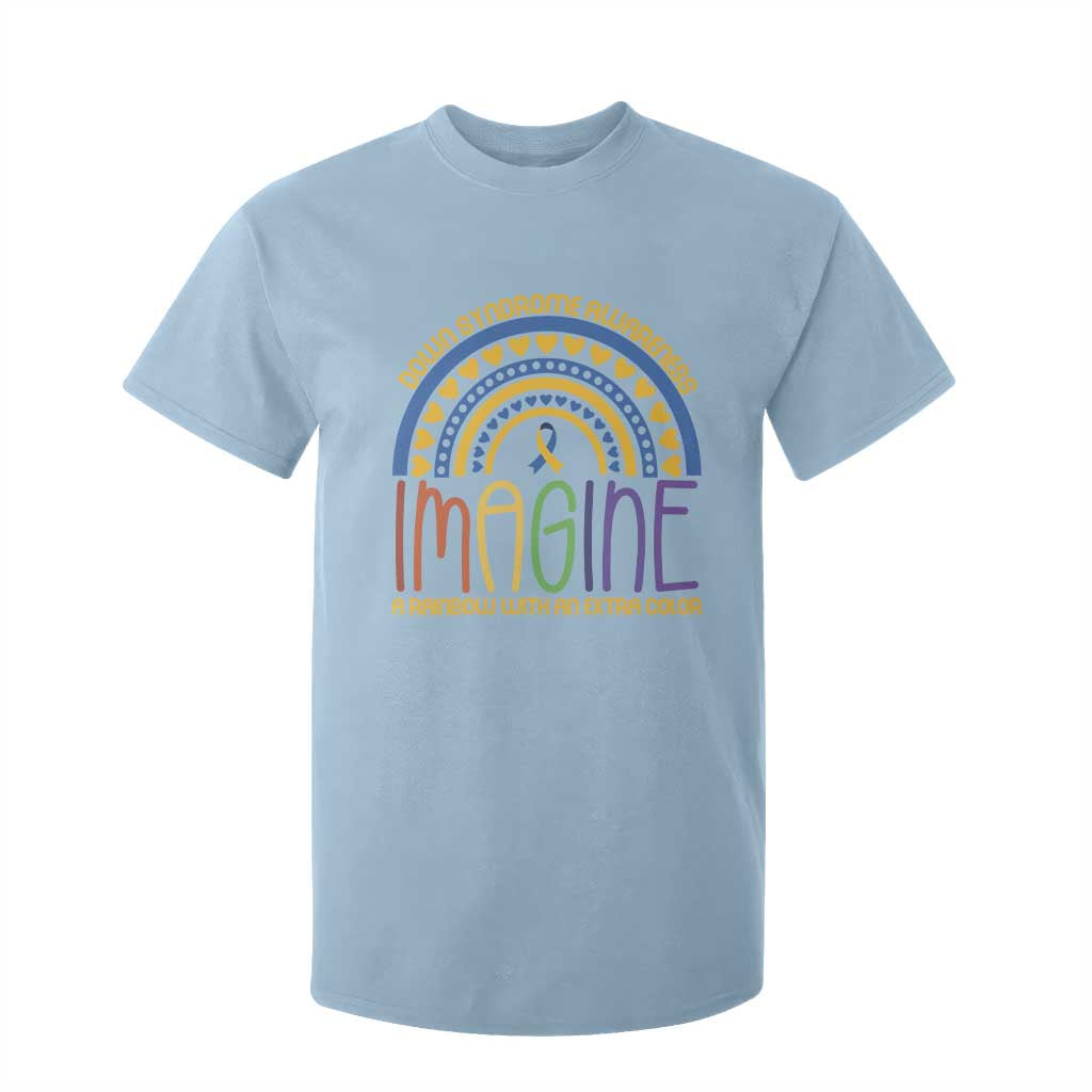 Down Syndrome Support T Shirt For Kid Imagine A Rainbow With An Extra Color Heart Rainbow