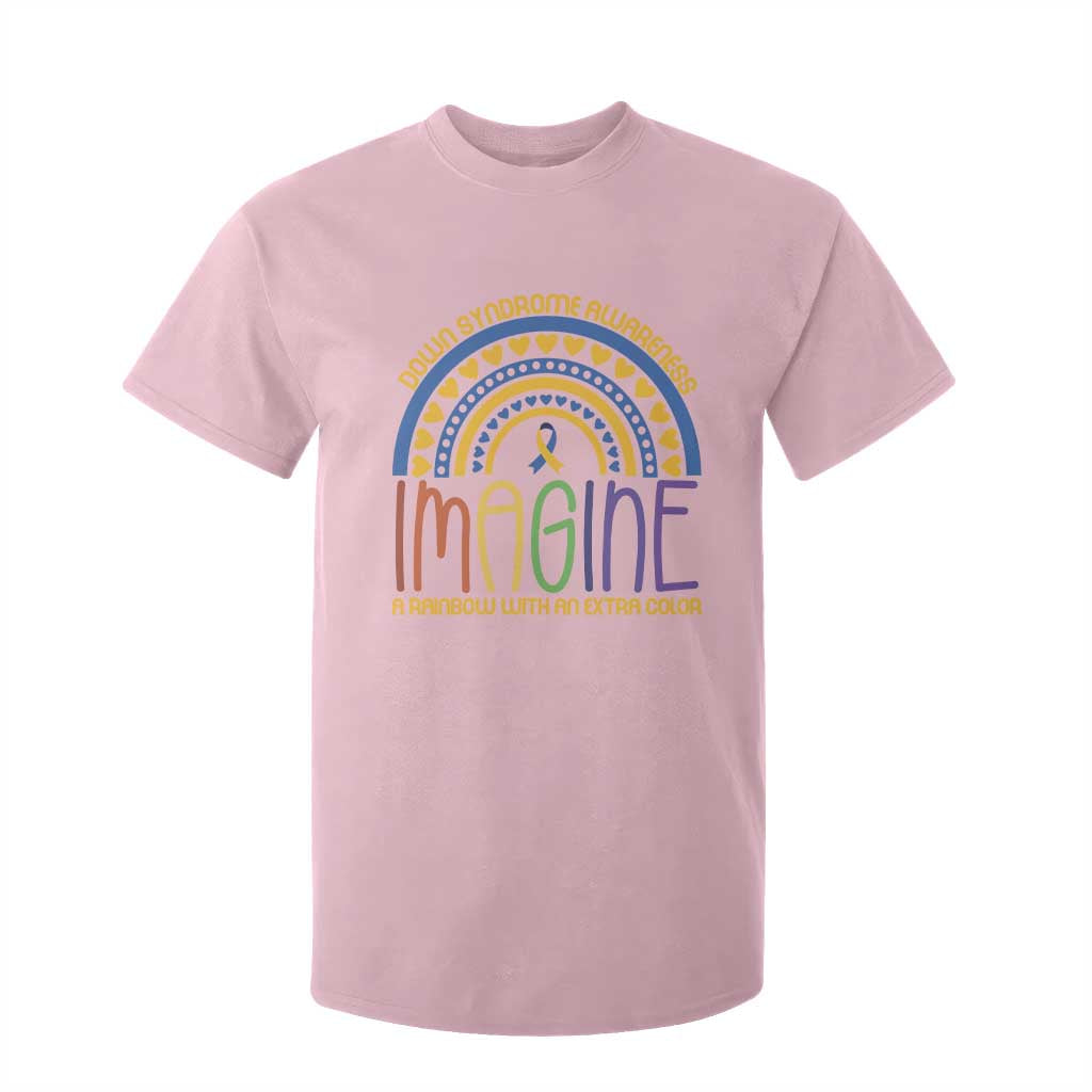Down Syndrome Support T Shirt For Kid Imagine A Rainbow With An Extra Color Heart Rainbow
