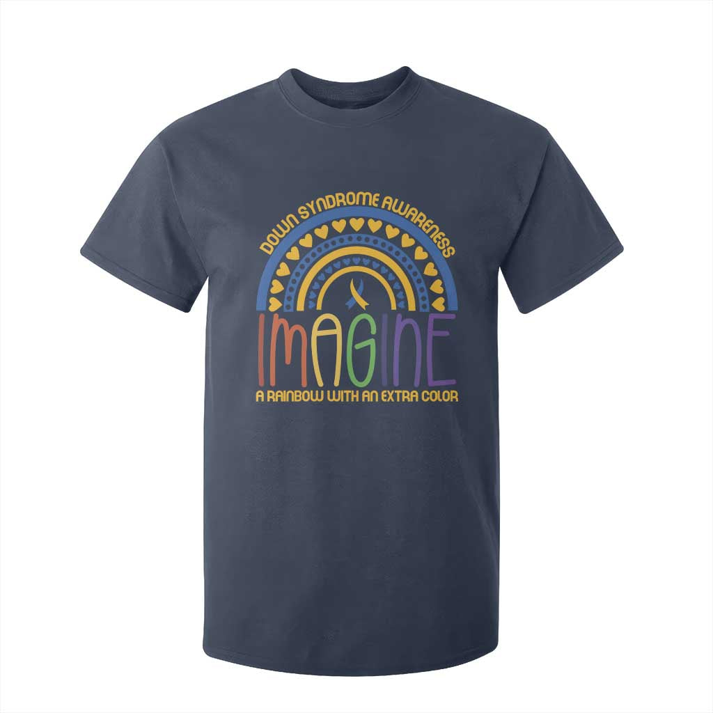 Down Syndrome Support T Shirt For Kid Imagine A Rainbow With An Extra Color Heart Rainbow